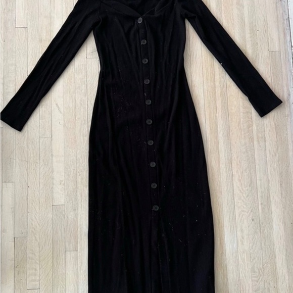 Reformation Black Ella Ribbed Midi-length Dress, size Small - Picture 3 of 3